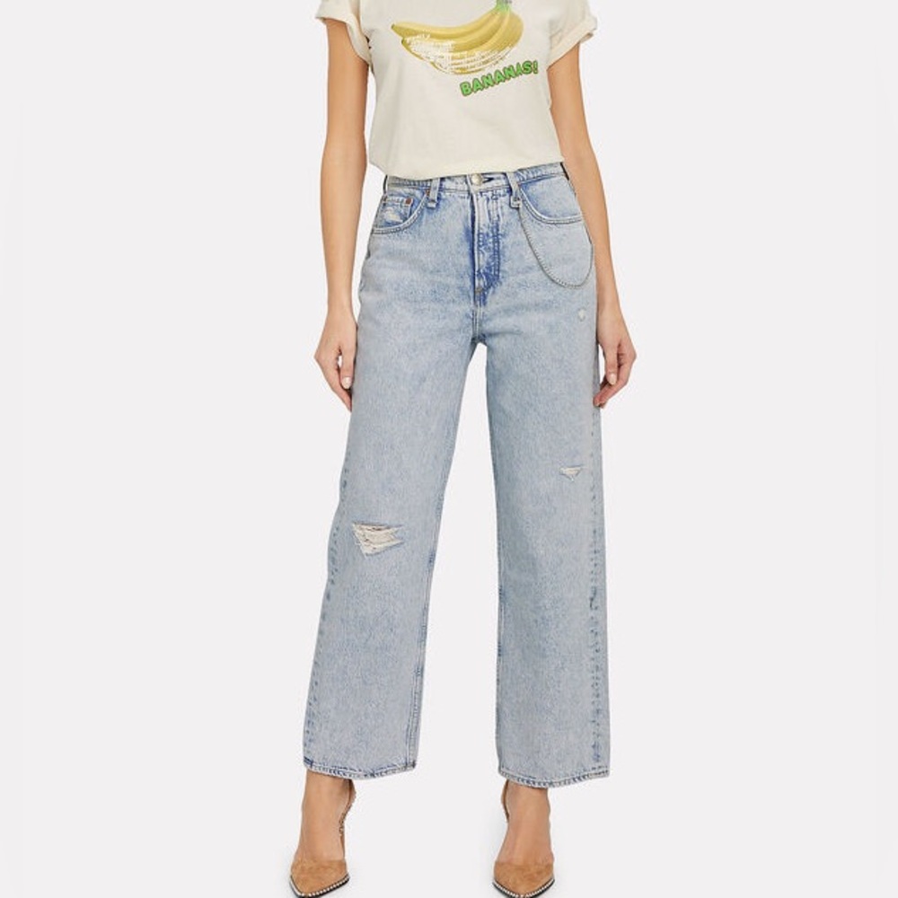 NWT Rag & Bone Ruth high-rise, wide-leg jeans with chain - 24